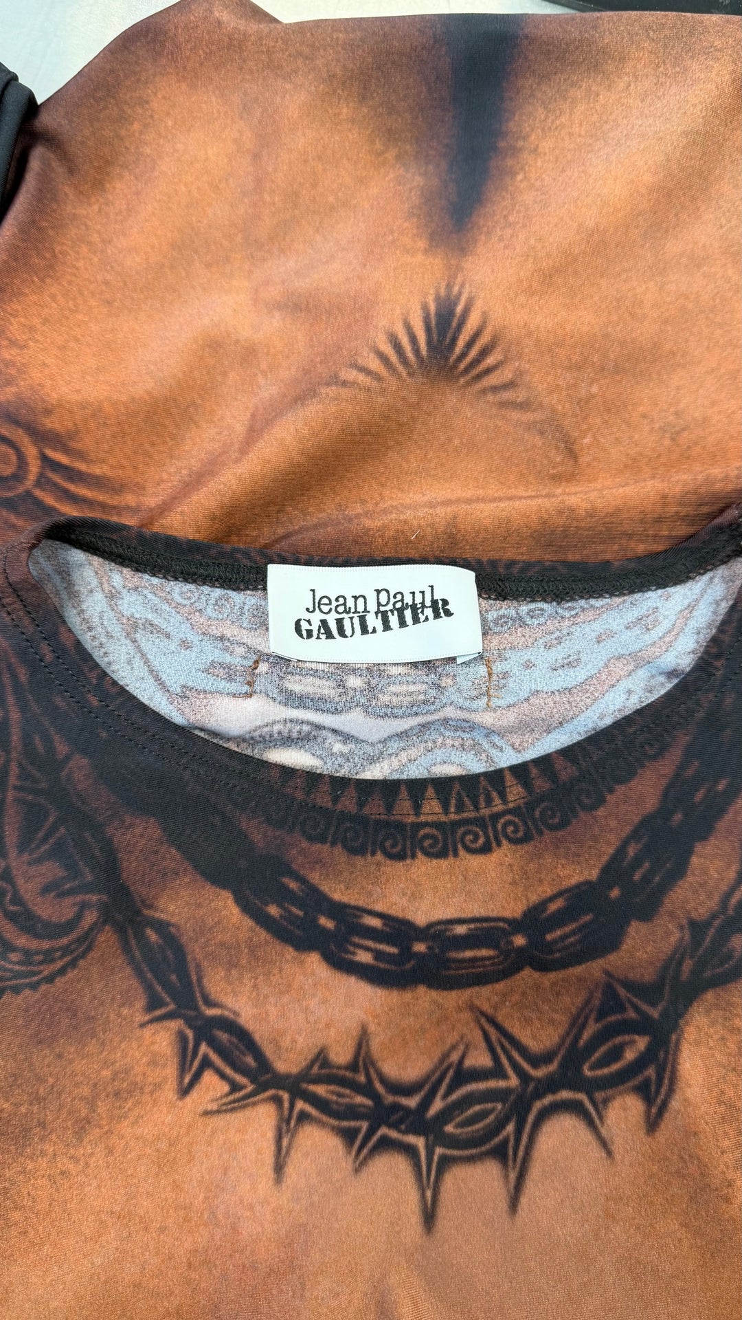 Jean Paul Gaultier tattoo print illusion bodysuit medium