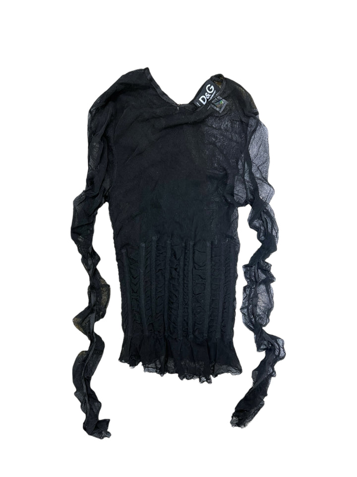 Dolce&Gabbana Vintage Corset Mesh Long Sleeve Top