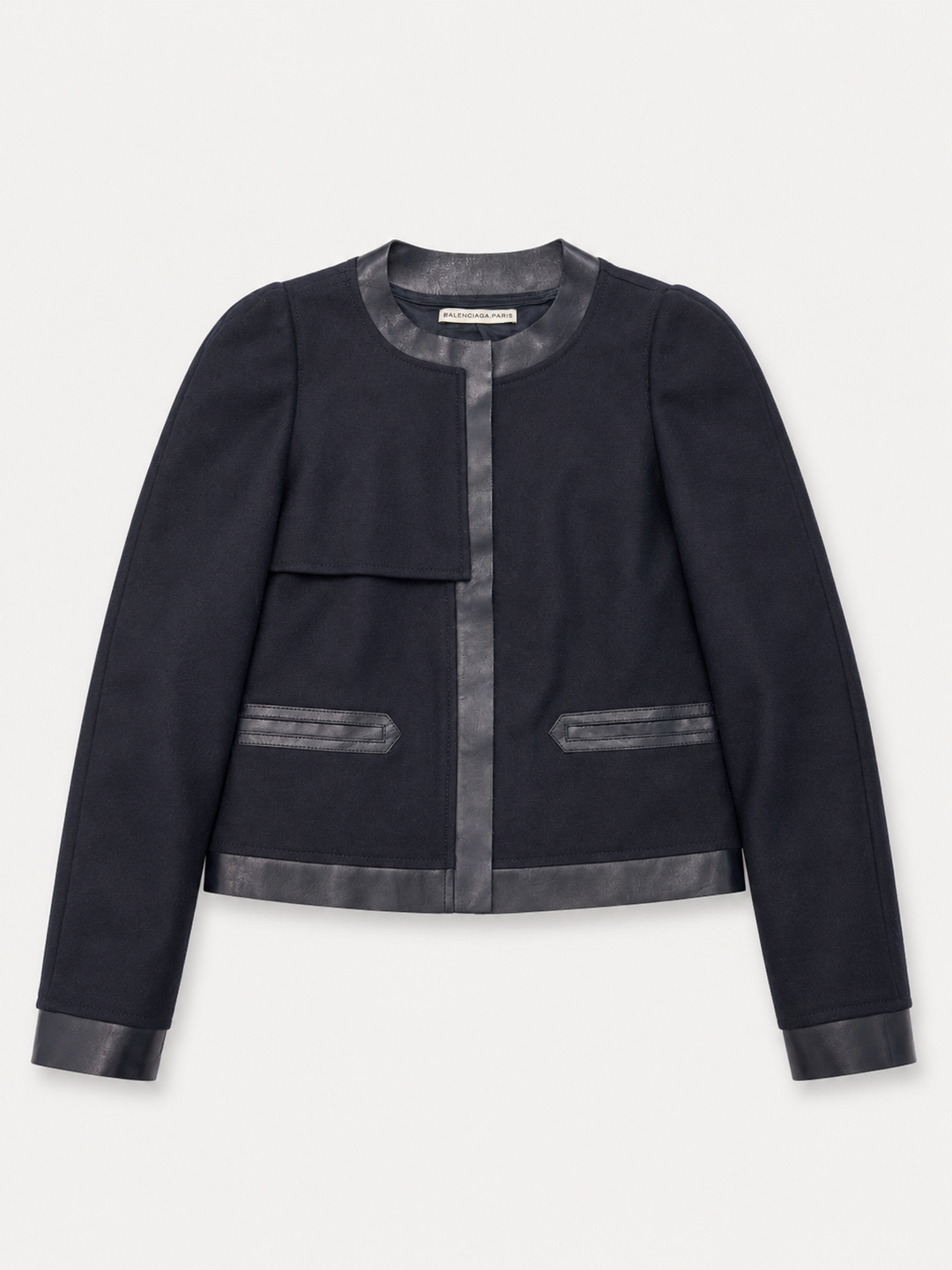 Balenciaga Paris leather-trim cropped jacket