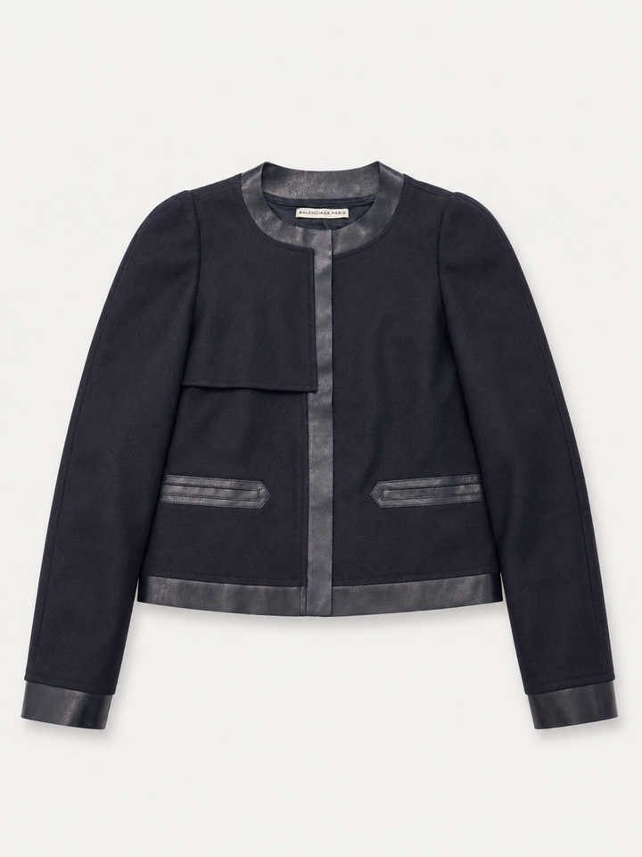 Balenciaga Paris leather-trim cropped jacket
