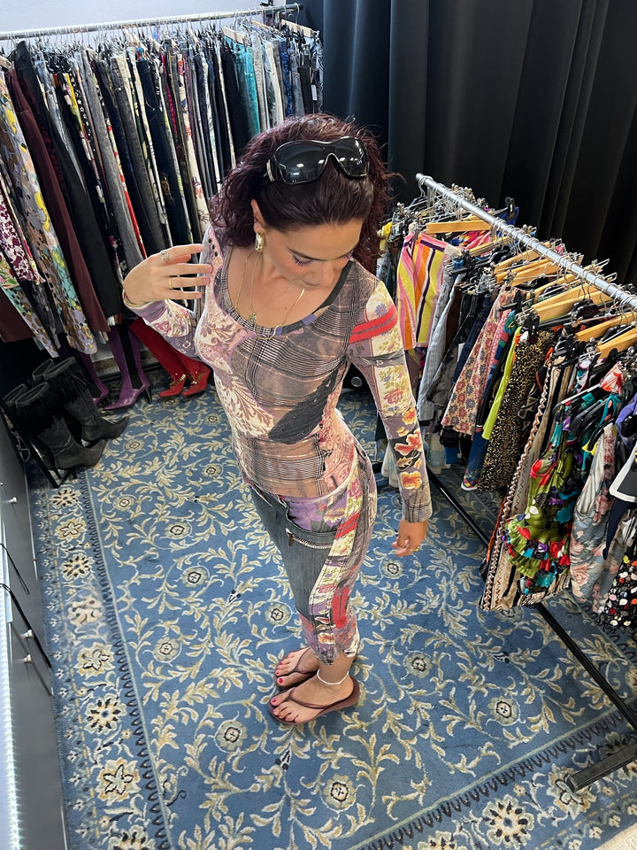 Just Cavalli vintage capri jeans & long sleeve top set small(36)