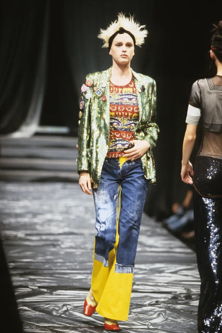 Gaultier Jeans 1997 Tibetan eyes print long sleeve top