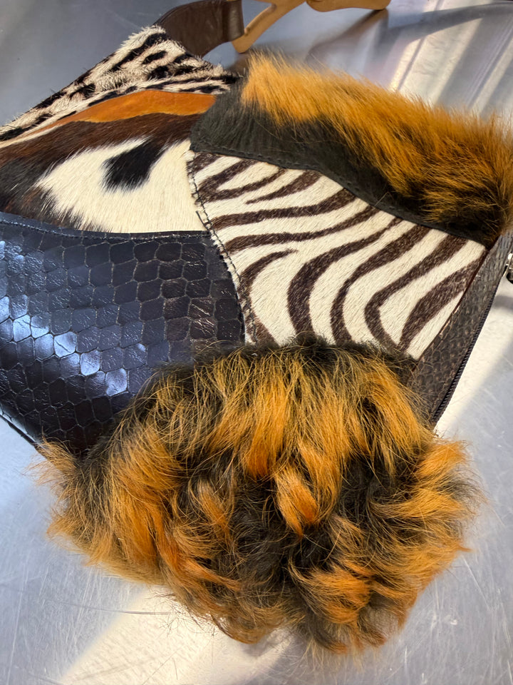 Escada Late 1990s Patchwork Fur & Leather Shoulder Bag