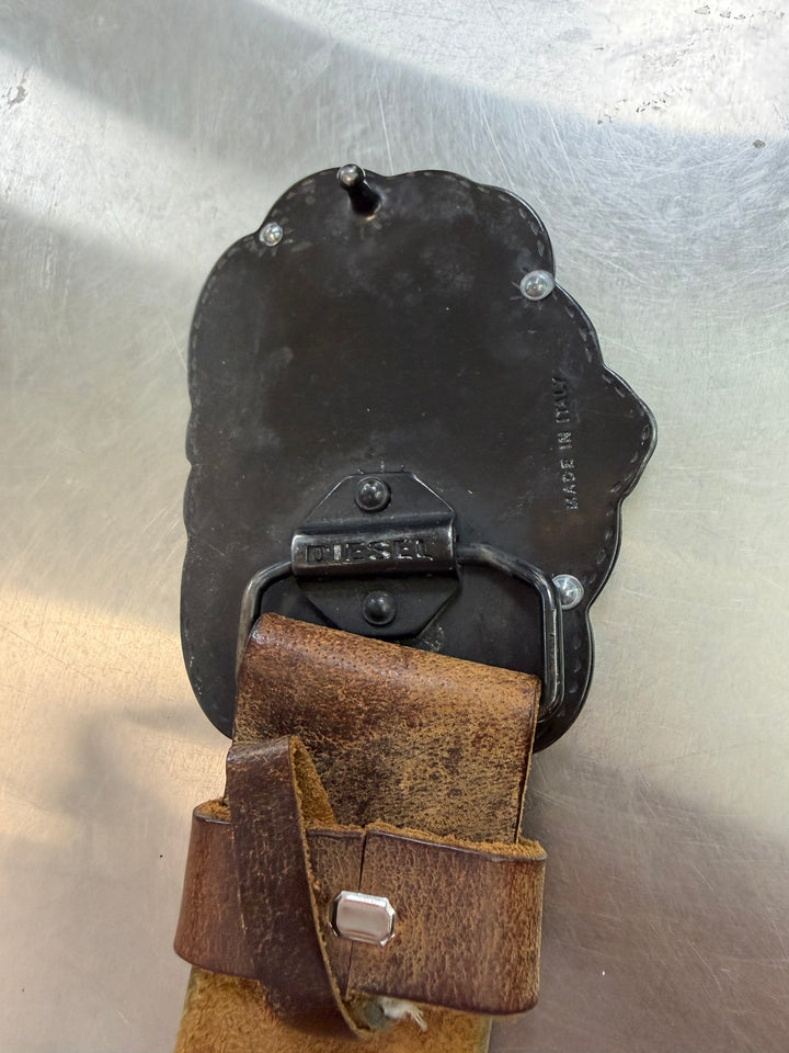 Diesel leather belt with dragon buckle