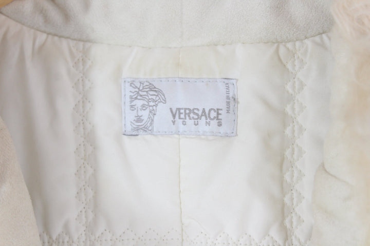 Versace Young 70’s Inspired Embroidered Shearling Coat Women’s Medium