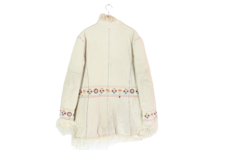 Versace Young 70’s Inspired Embroidered Shearling Coat Women’s Medium