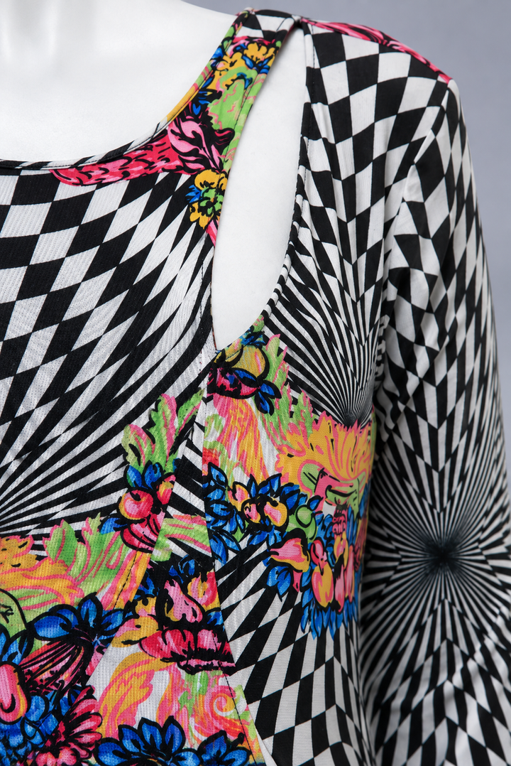Vintage VERSACE Jeans Couture Floral Midi Abstract Dress