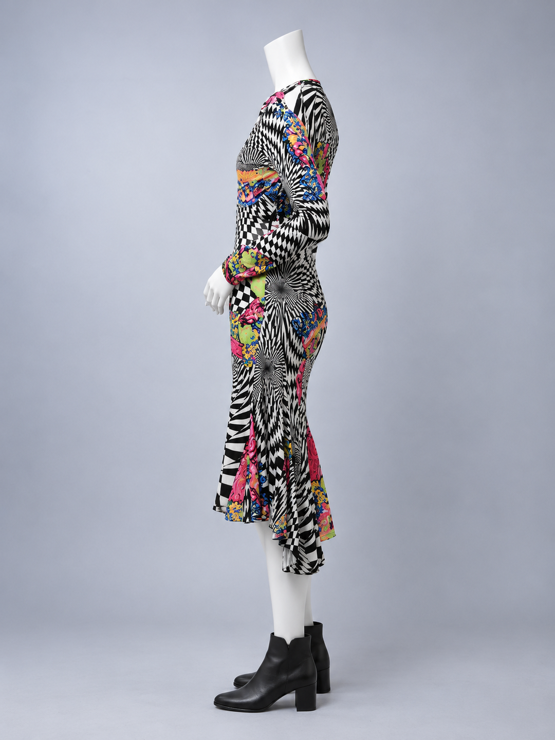 Vintage VERSACE Jeans Couture Floral Midi Abstract Dress