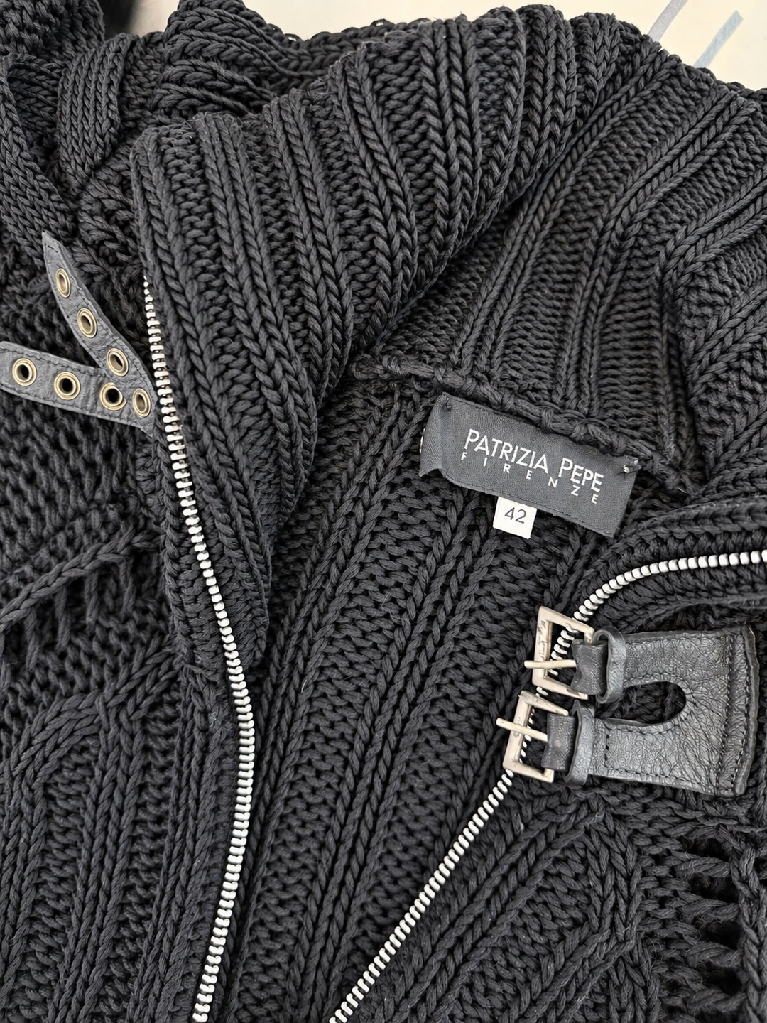 Patrizia Pepe open knit zip cardigan