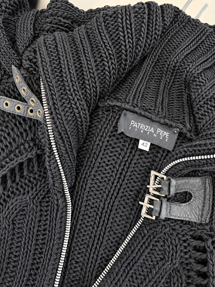Patrizia Pepe open knit zip cardigan