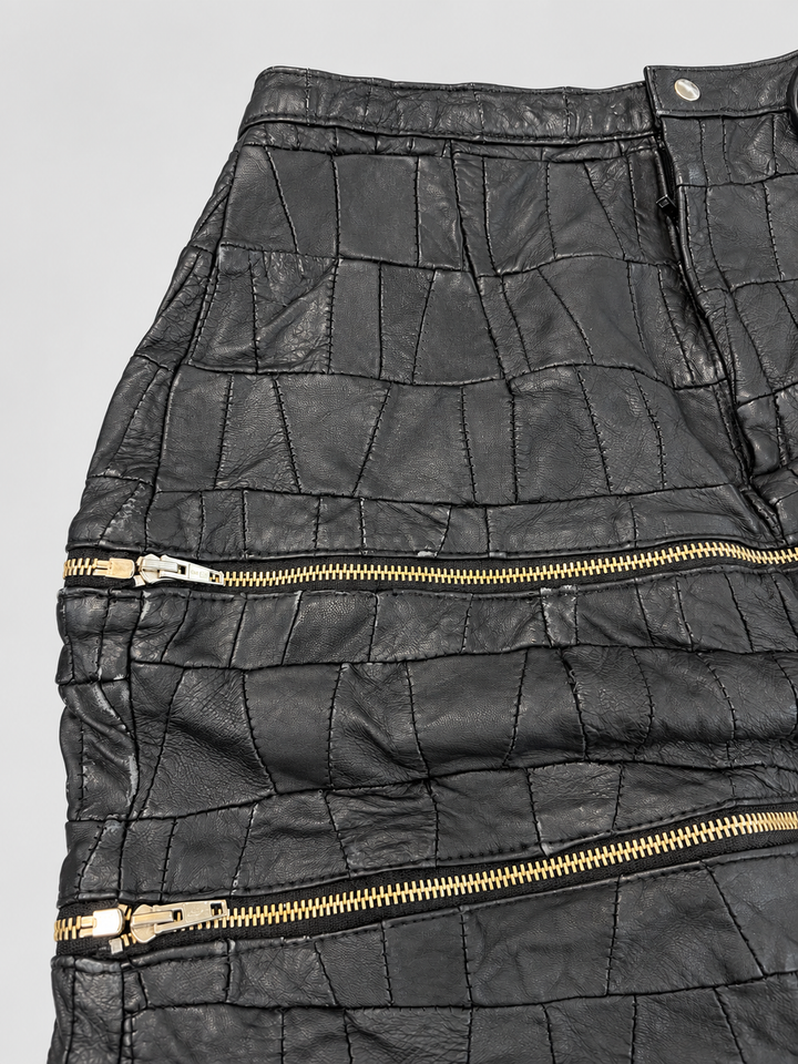 Vintage black patchwork zip skirt