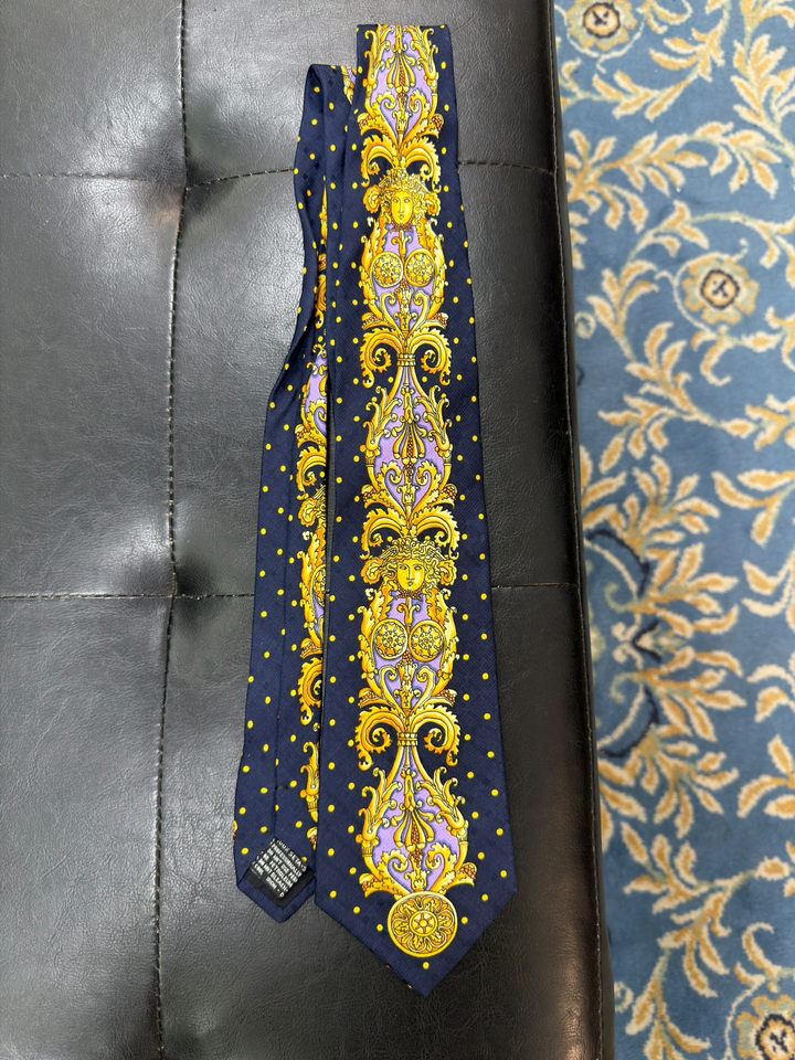 Vintage 1990s Gianni Versace medusa baroque silk tie