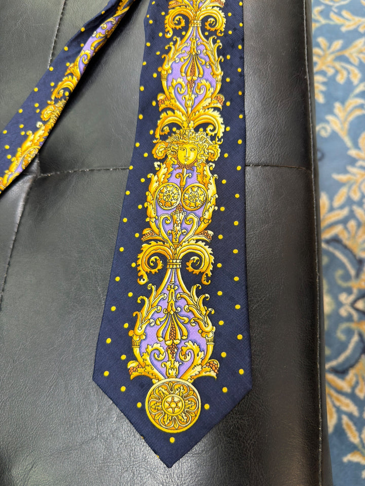 Vintage 1990s Gianni Versace medusa baroque silk tie