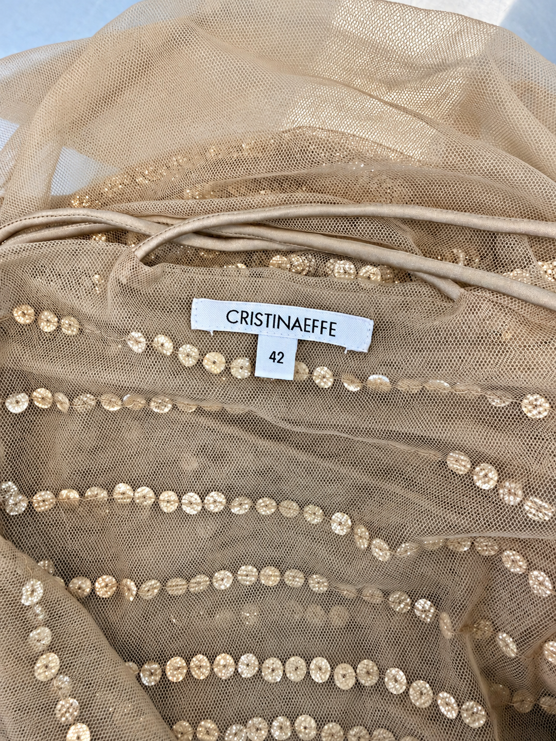 Cristinaeffe gold sequin mesh top