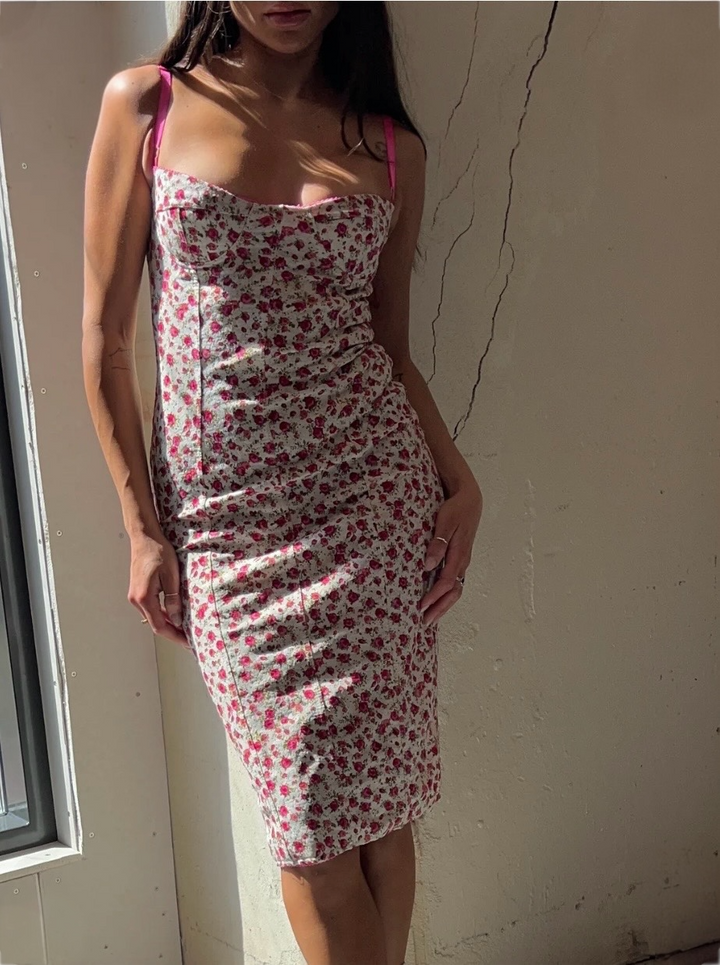 1990s Dolce&Gabbana floral corset dress