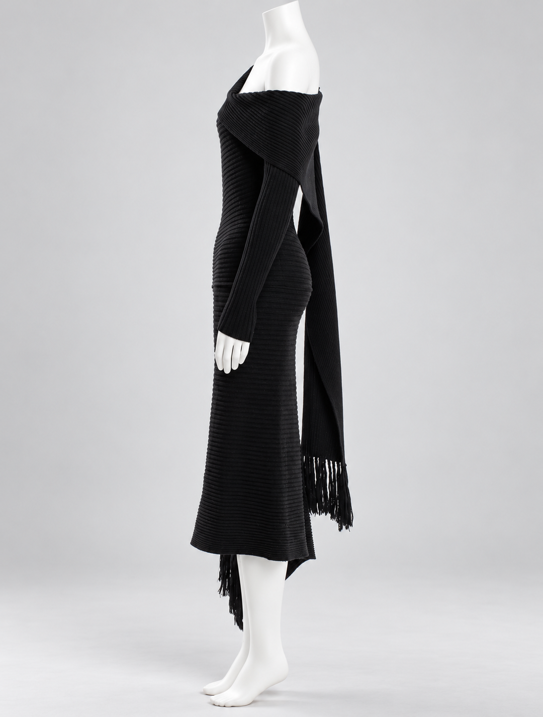 Jean Paul Gaultier ribbed knit dress with scarf