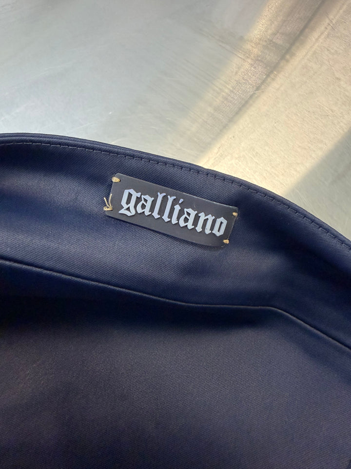 Galliano navy pleated mini dress with harness straps