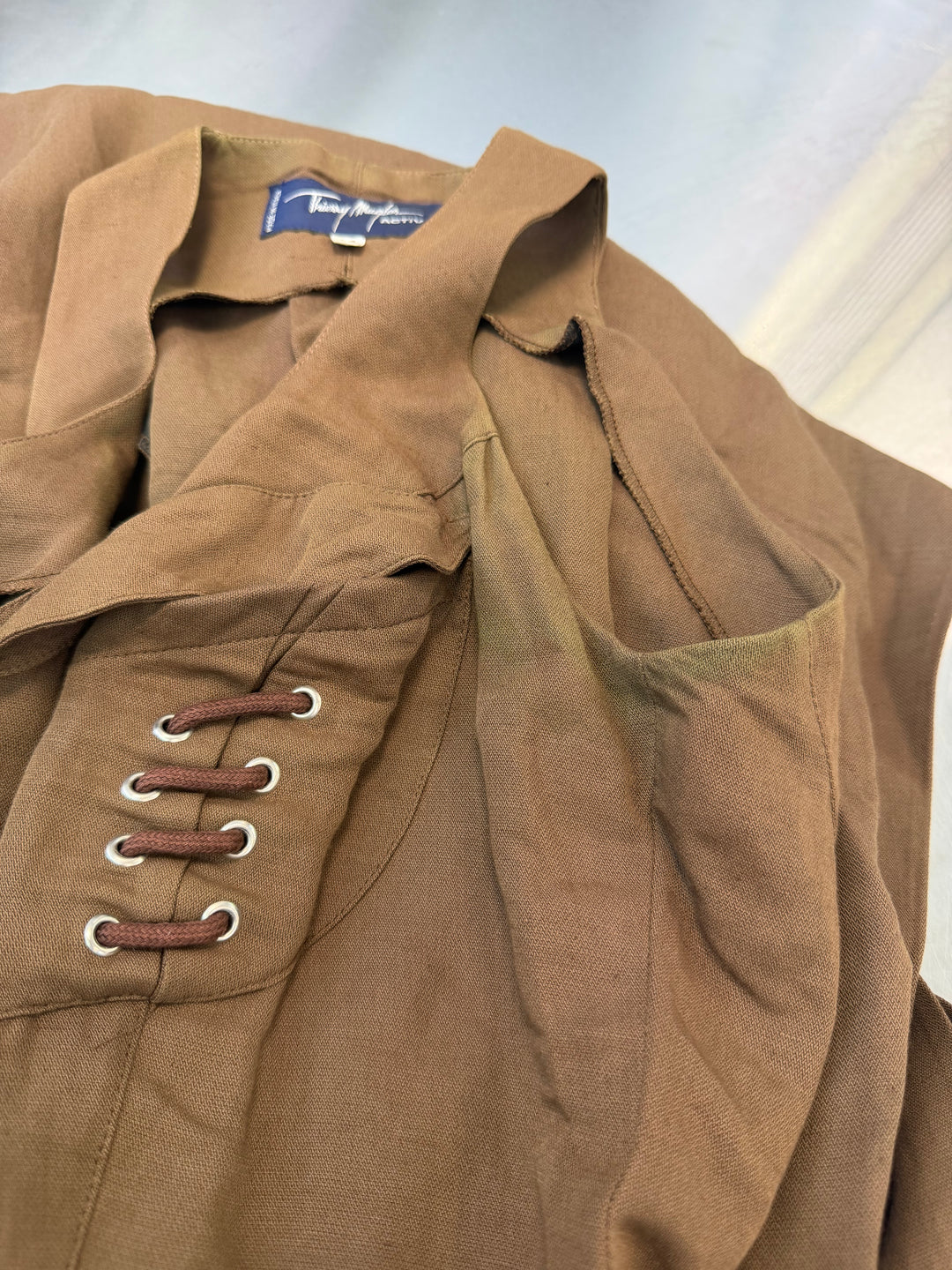 Thierry Mugler ACTIV archive corset detail linen blend maxi dress