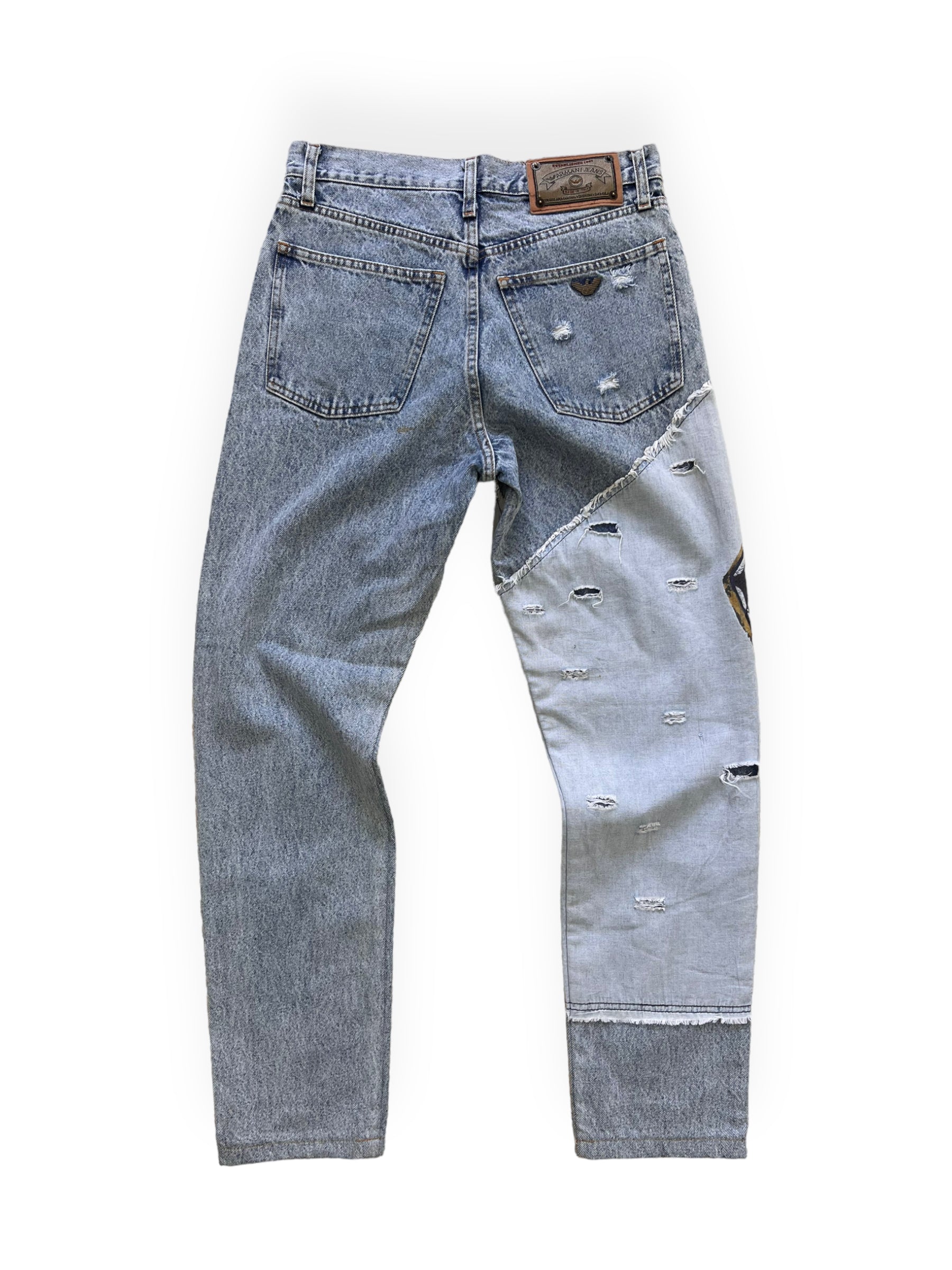 1990s Armani Eagle Applique Washed Jeans Women's Small(36-38