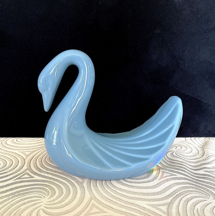Vintage Ceramic Blue Swan Towel Holder