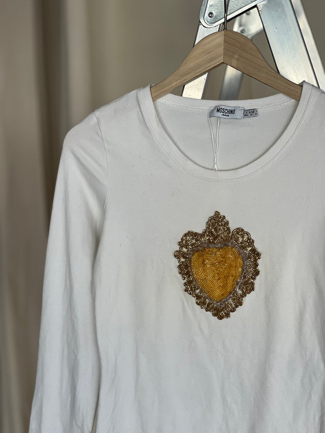 Vintage Moschino Embroidered Gold Heart Sweatshirt Women’s Small