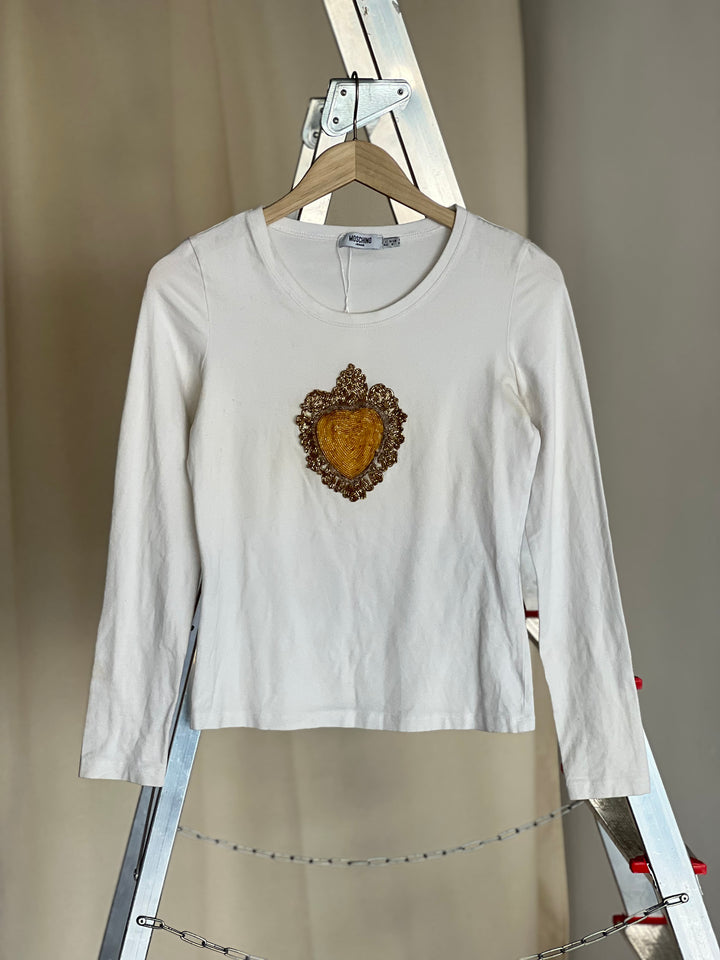 Vintage Moschino Embroidered Gold Heart Sweatshirt Women’s Small