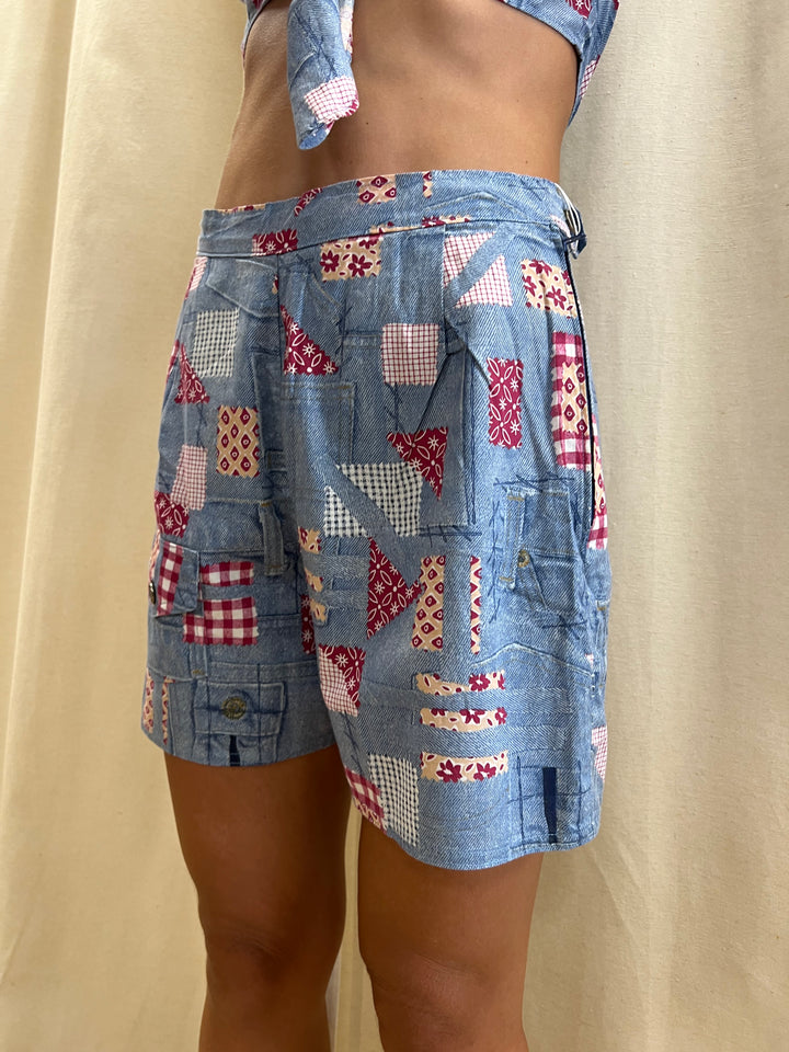 Vintage Crop Top & Shorts Set Women’s Small
