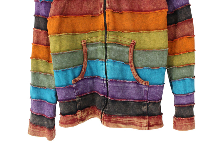 Vintage Raibow Patchwork Hoodie Women's L/XL Slim Fit
