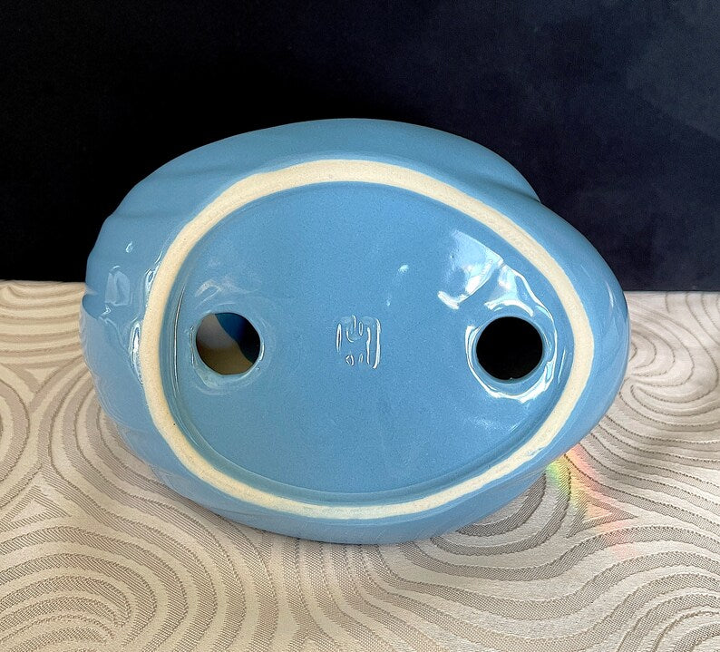 Vintage Ceramic Blue Swan Towel Holder