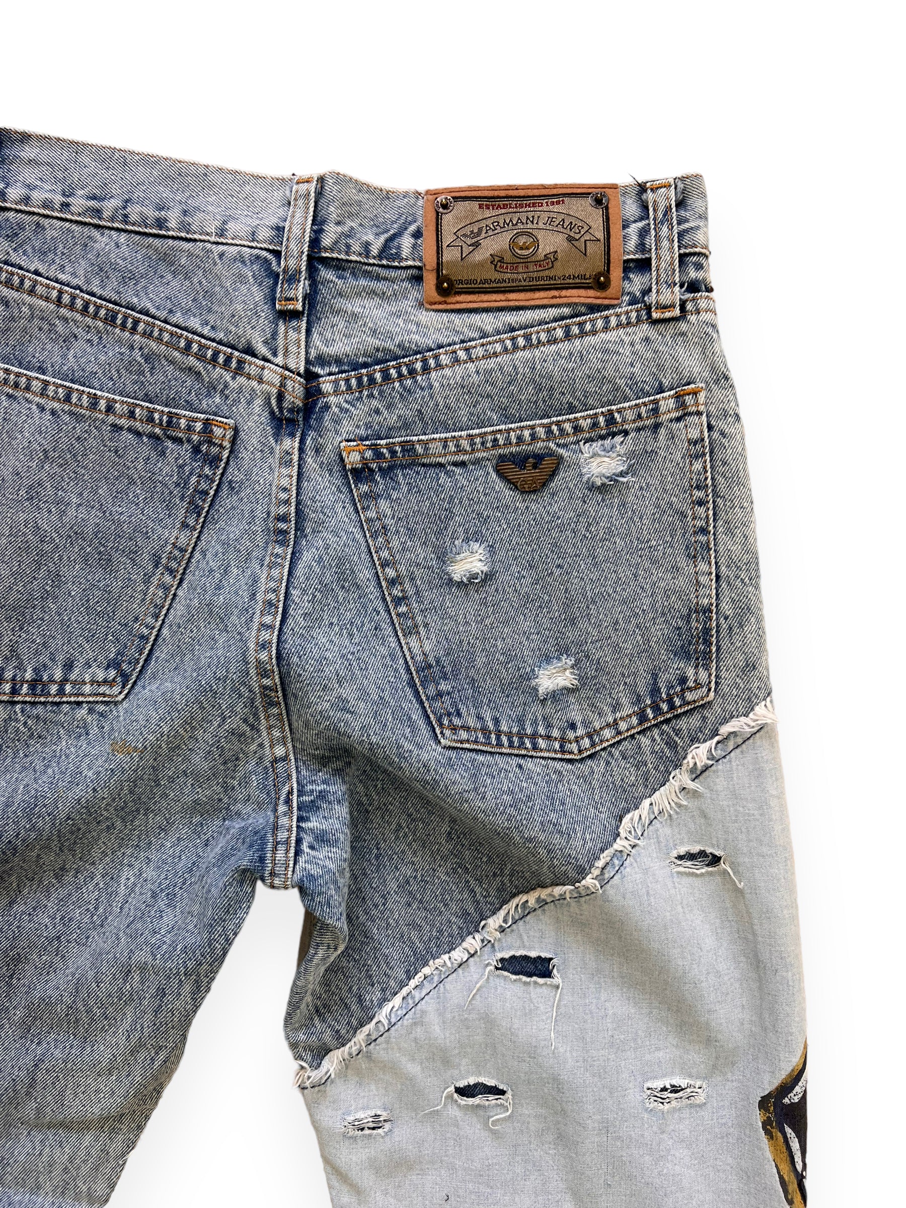 1990s Armani Eagle Applique Washed Jeans Women's Small(36-38