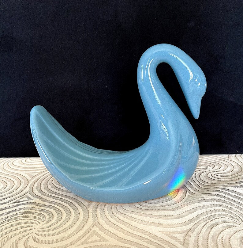 Vintage Ceramic Blue Swan Towel Holder