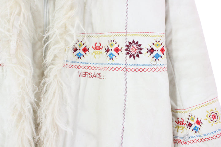 Versace 70's Style Embroidered Afghan Coat Women's Medium