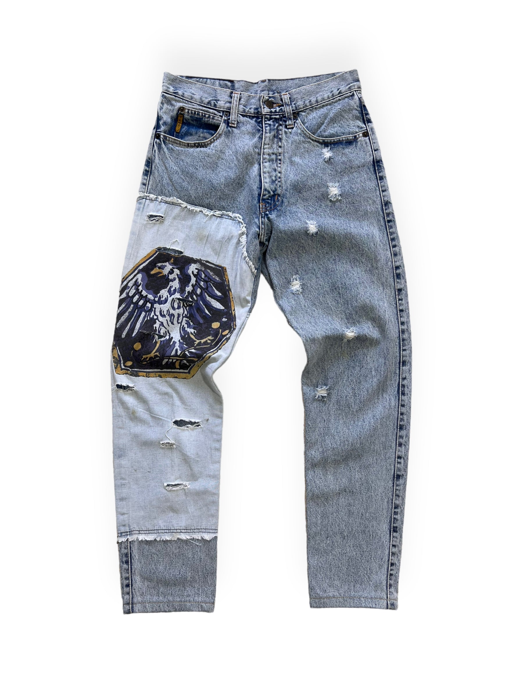 1990s Armani Eagle Applique Washed Jeans Women's Small(36-38