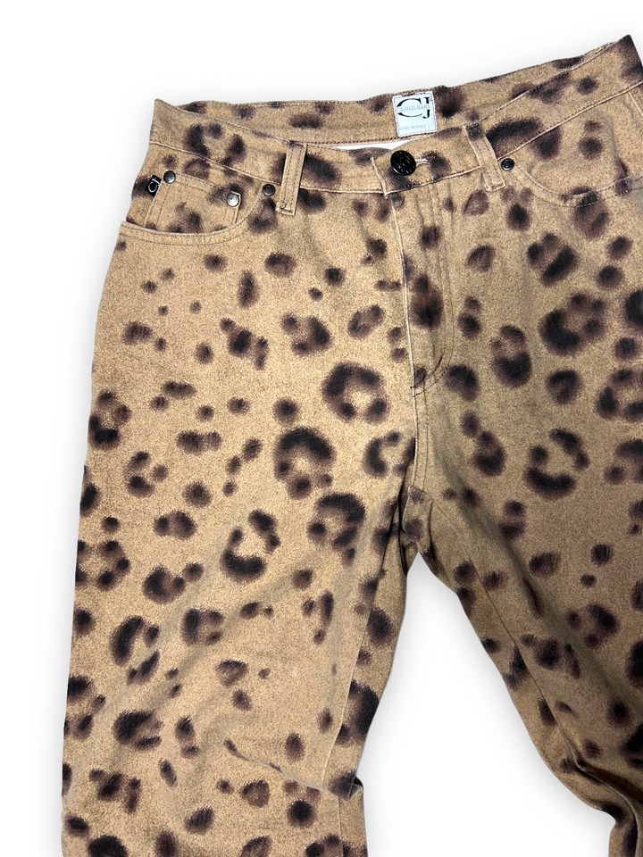 Cavalli High Waisted Leopard Cotton Pants Women's Small(36)