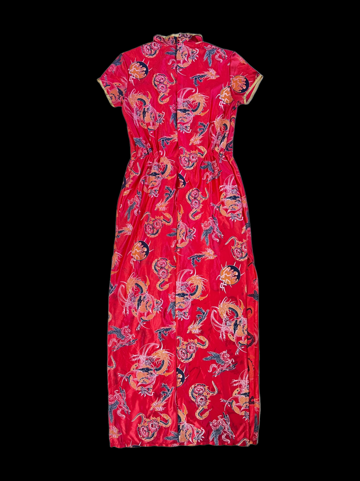 Chinese Dragon Print Longline Dress Women's Medium
