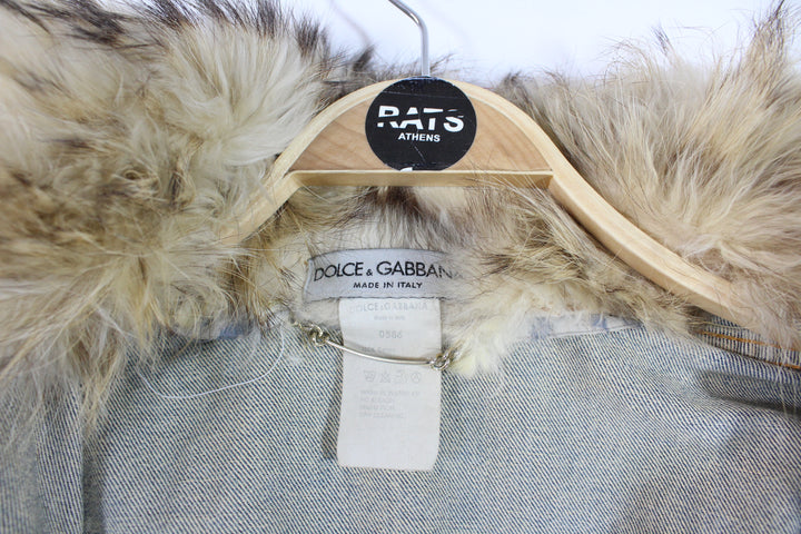 Dolce & Gabbana Denim Jacket w/ Faux Fur Collar Women's Small