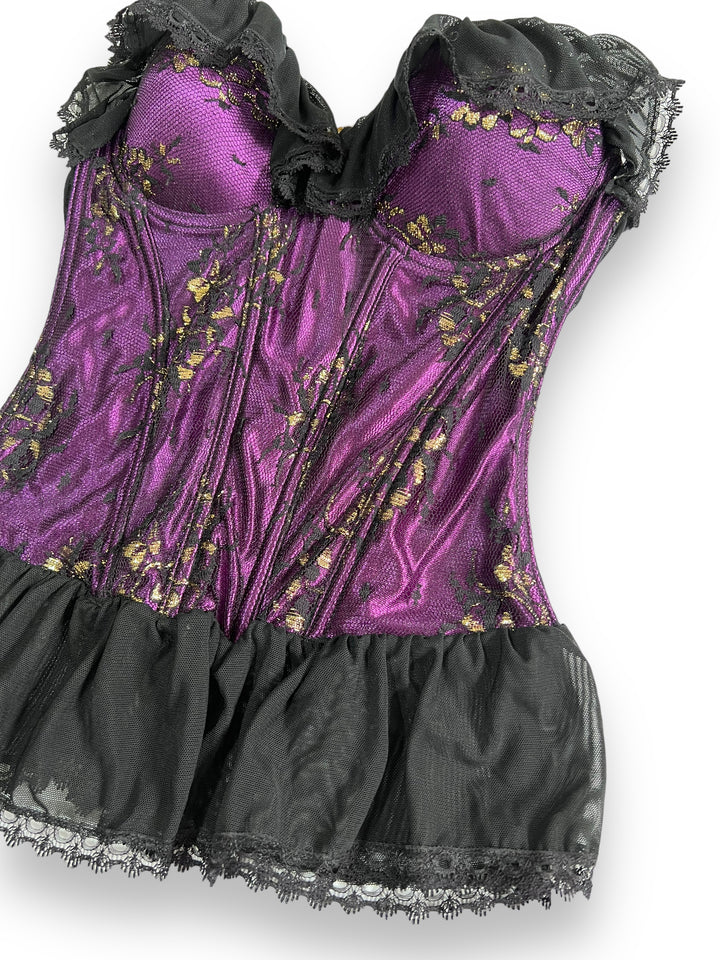 Vintage Purple Black Corset Women's 32B