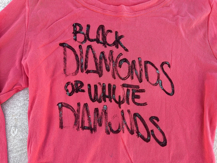 Black Diamonds or White Diamonds Print Mesh Top Women's Medium