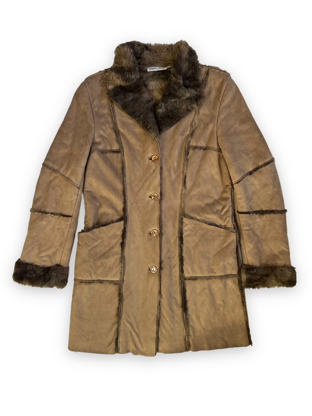 Vintage Soft Taupe Brown Suede Coat Women's Medium