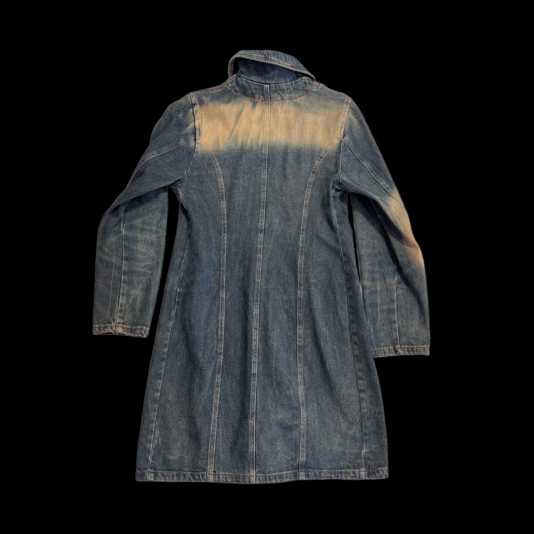 Y2K Denim Washed Midi Coat Women's Medium