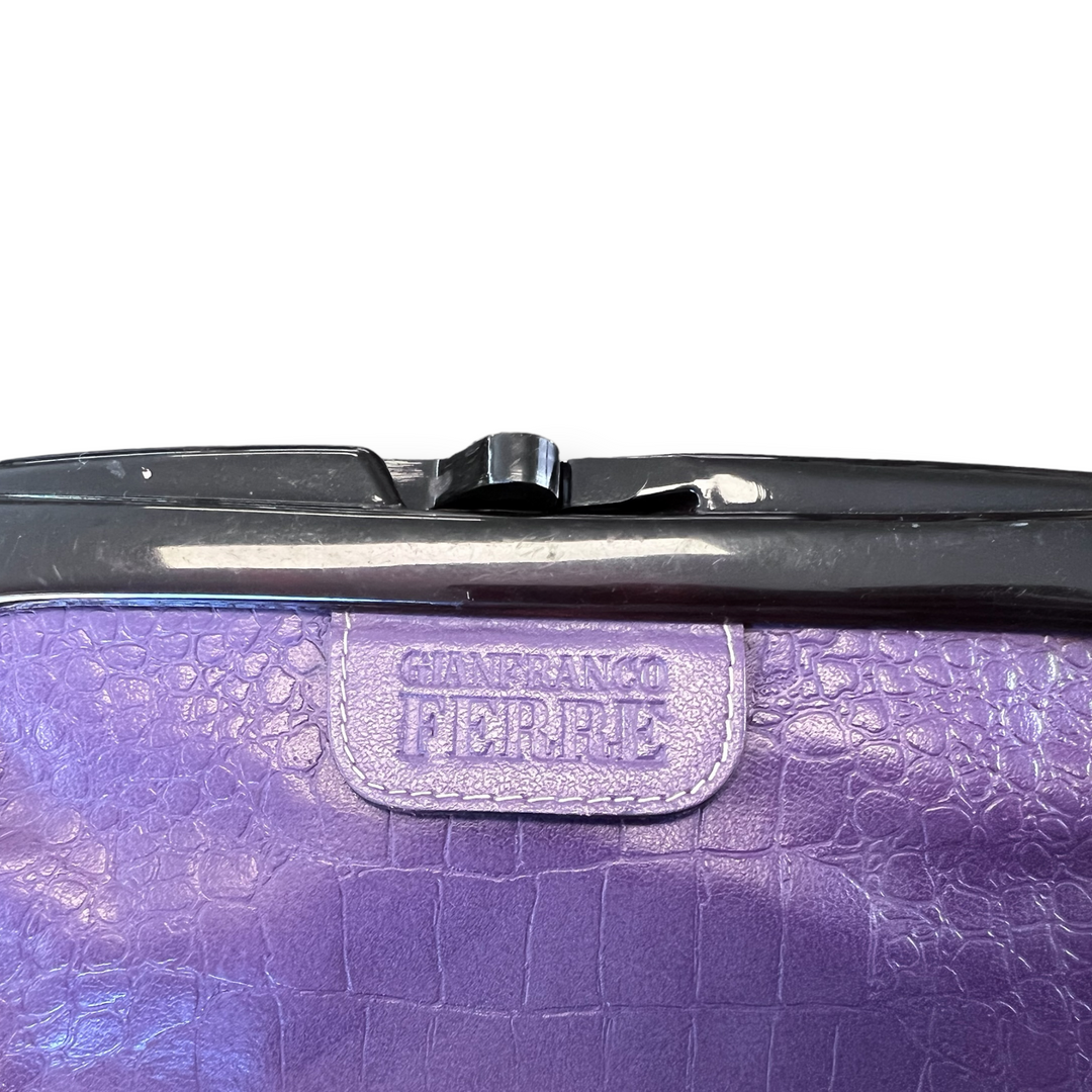 Gianfranco Ferre Leather Purple Clutch Purse