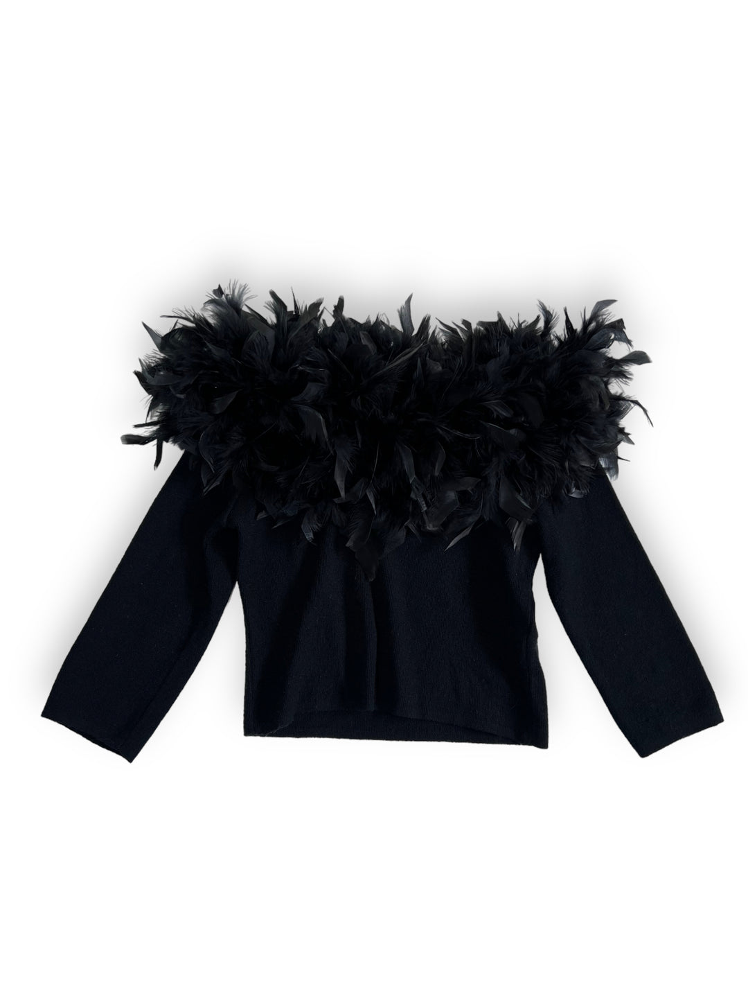 Y2K Feather Trim Sweatshirt Women's Medium