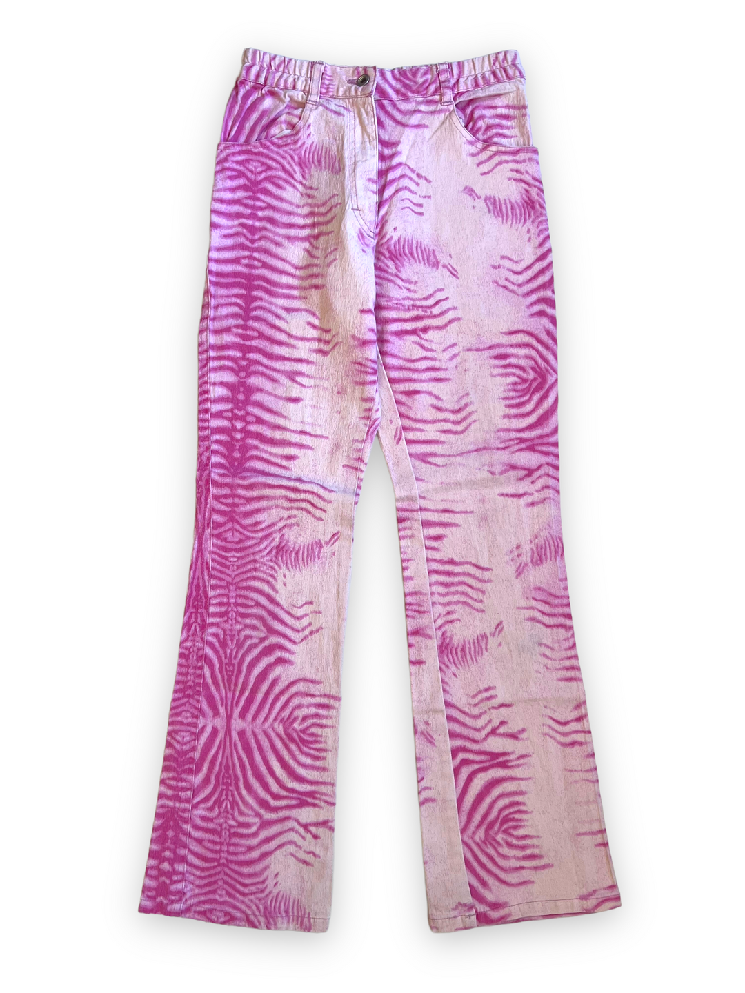 Vintage Mid Waisted Pink Zebra Jeans Women's Extra Small(32)
