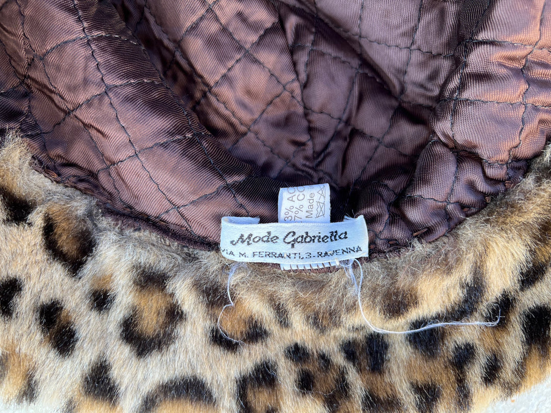 Vtg Faux Fur Leopard Hat