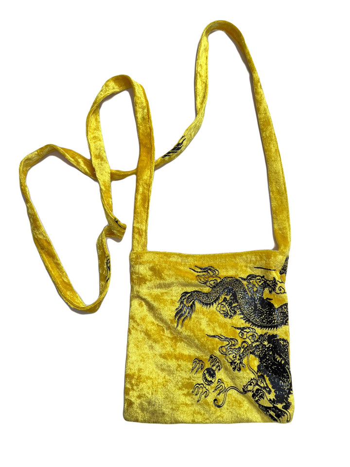 Velvet Yellow Japanese Long Crossbody Mini Bag