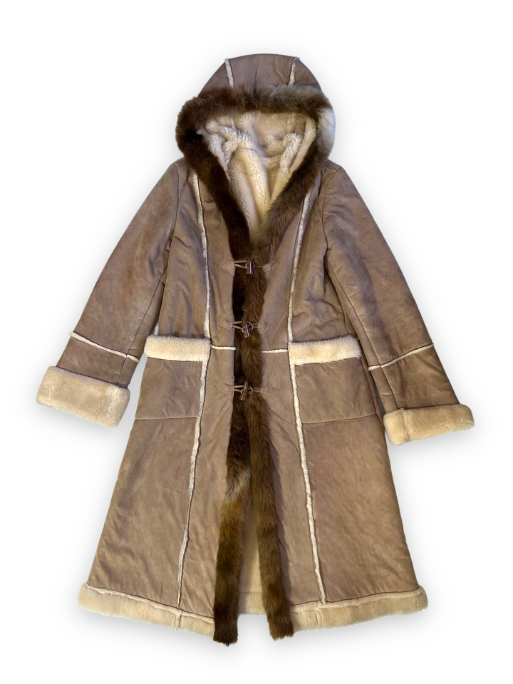 Vintage Shearling Hoodied Coat Women's Extra Large