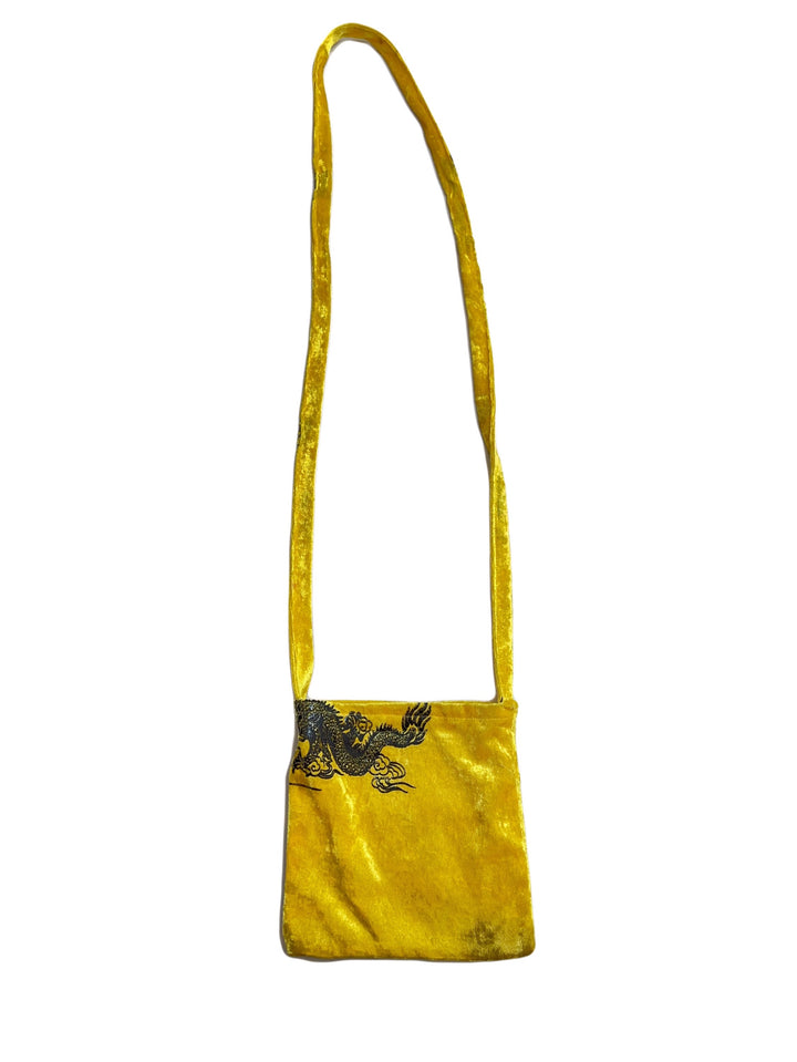 Velvet Yellow Japanese Long Crossbody Mini Bag