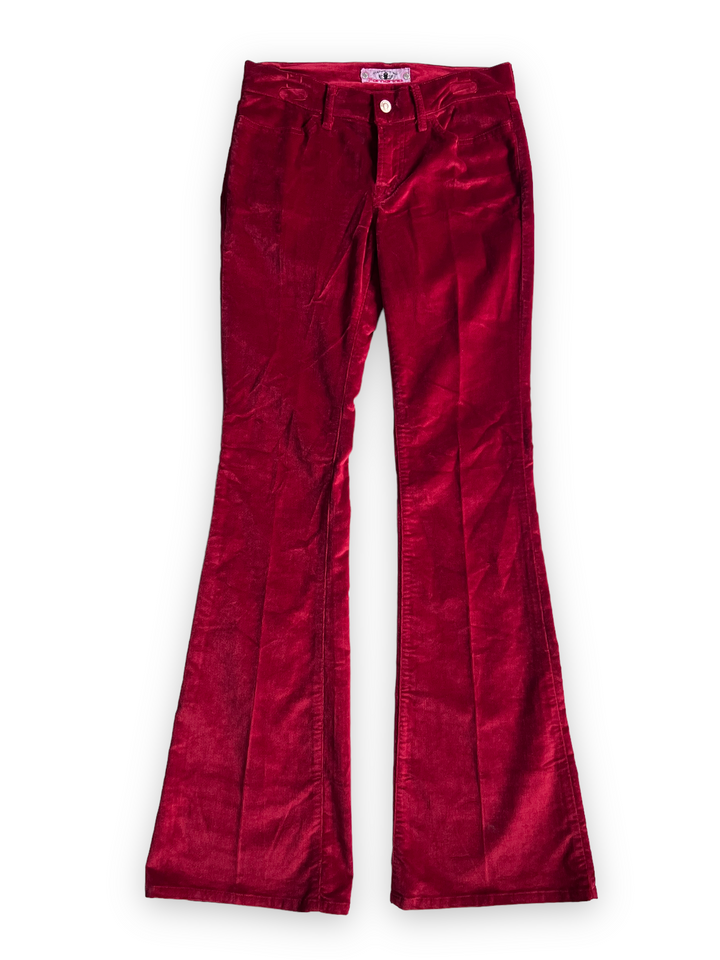 Fornarina Low Waisted Velvet Red Pants Women's Extra Small(34)